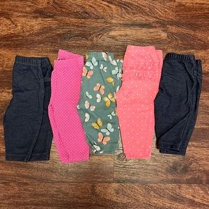 Bundle of 5 pairs of 3 month baby girl pants and leggings